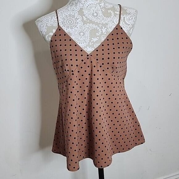 Vici Tops - Vici Brown Polka Dot Adjustable Strap Tank Top Dressy Women's Medium